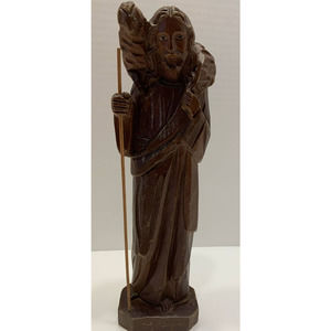 Vintage Hand Carved Olivewood Jesus with Lamb